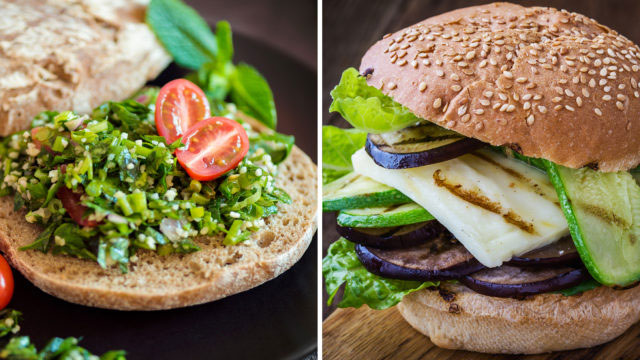 Trädgårdens hamburgare med egenodlade grönsaker