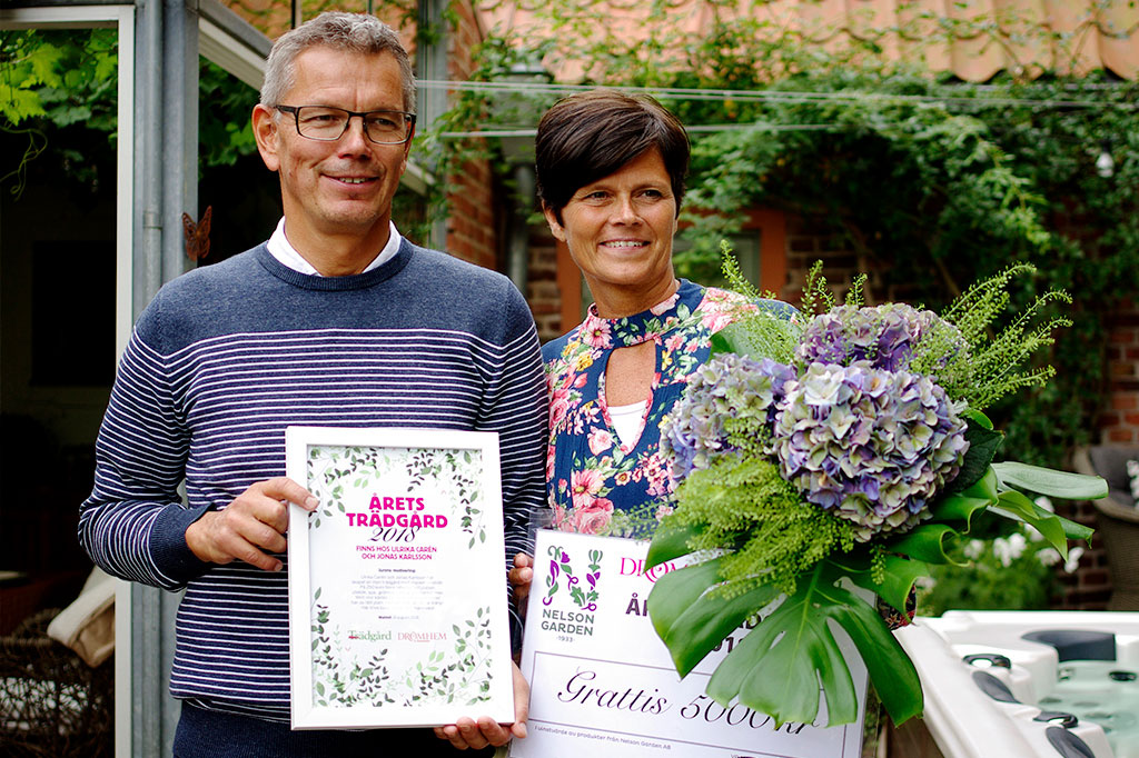Jonas Karlsson och Ulrika Carén – vinnare av årets trädgård 2018.